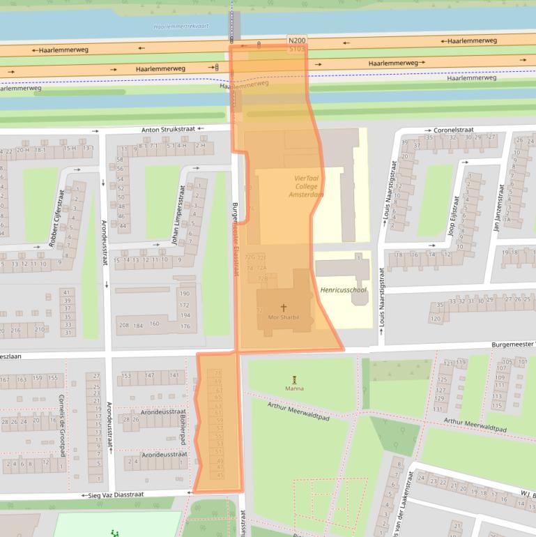 Kaart van postcodegebied 1063EX.