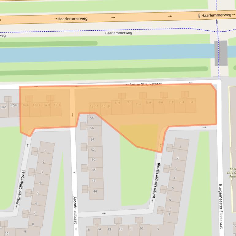 Kaart van postcodegebied 1063HB.