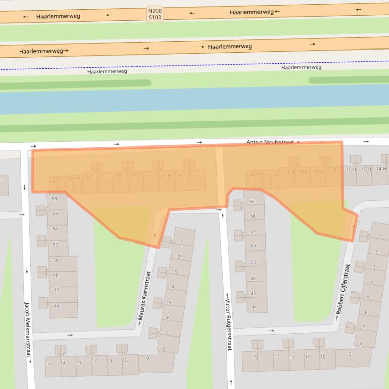 Kaart van postcodegebied 1063HC.