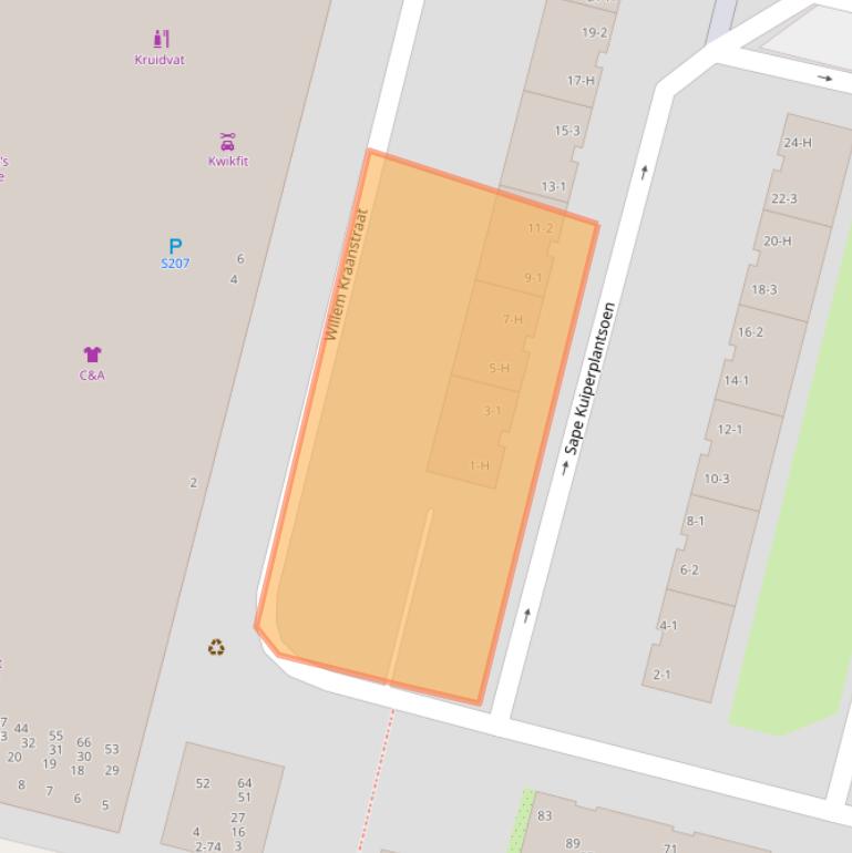 Kaart van postcodegebied 1063KE.