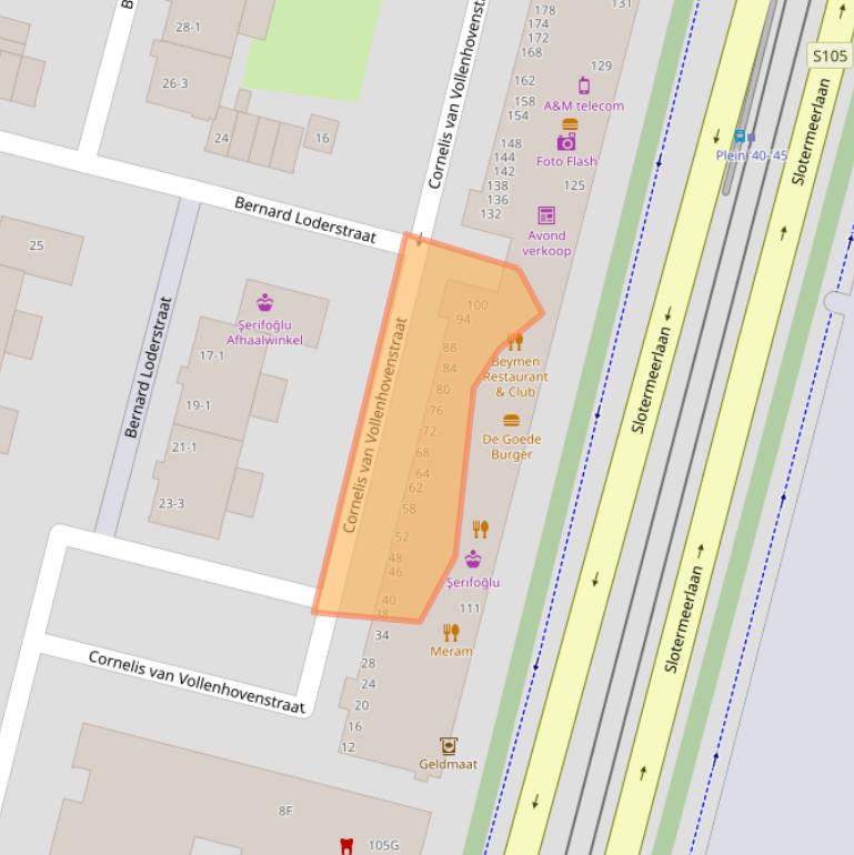 Kaart van postcodegebied 1063KT.