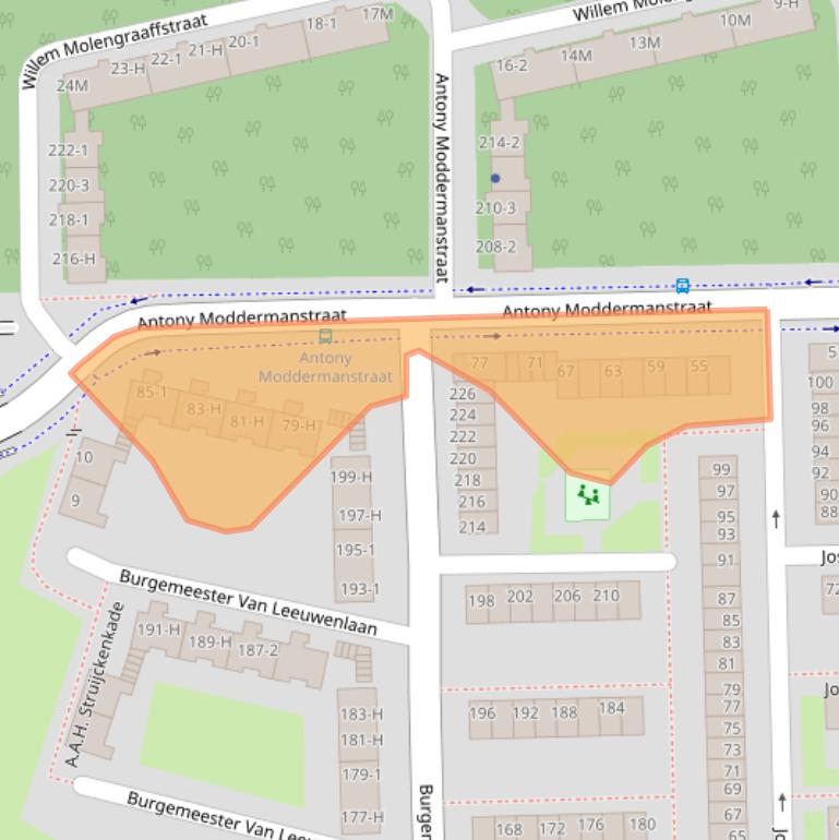 Kaart van postcodegebied 1063LN.
