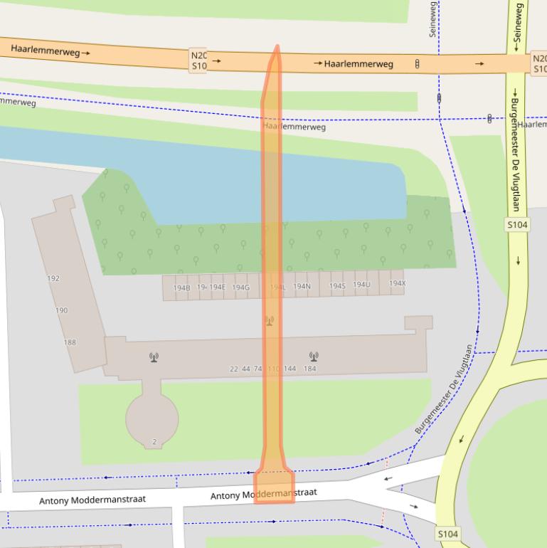 Kaart van postcodegebied 1063LT.