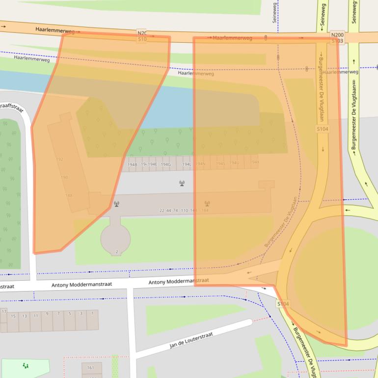 Kaart van postcodegebied 1063LW.