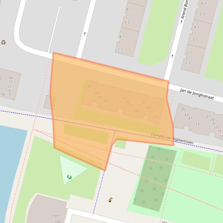 Kaart van postcodegebied 1063MB.