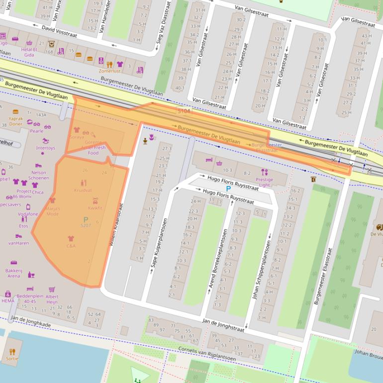 Kaart van postcodegebied 1063MG.