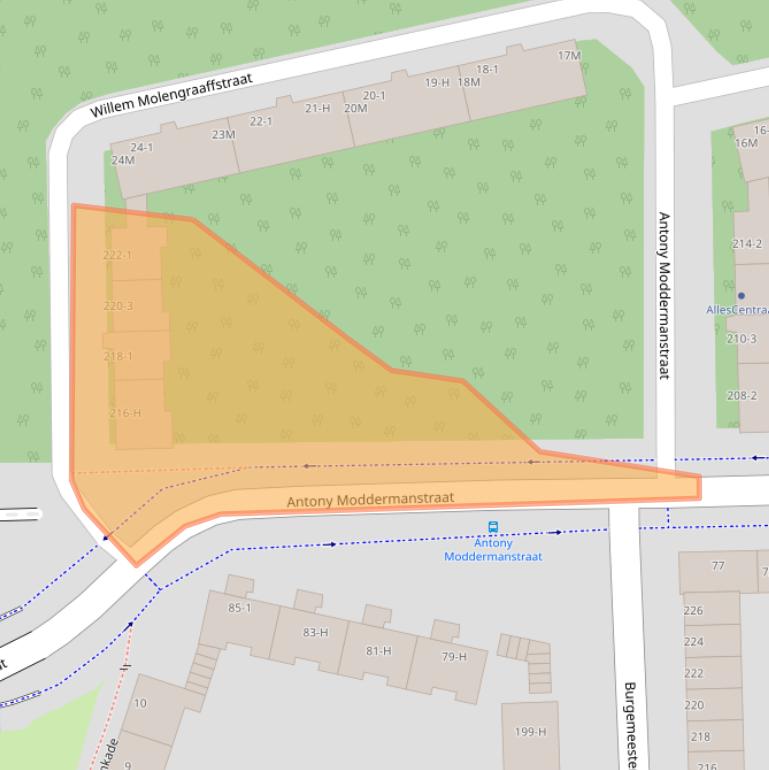 Kaart van postcodegebied 1063NA.