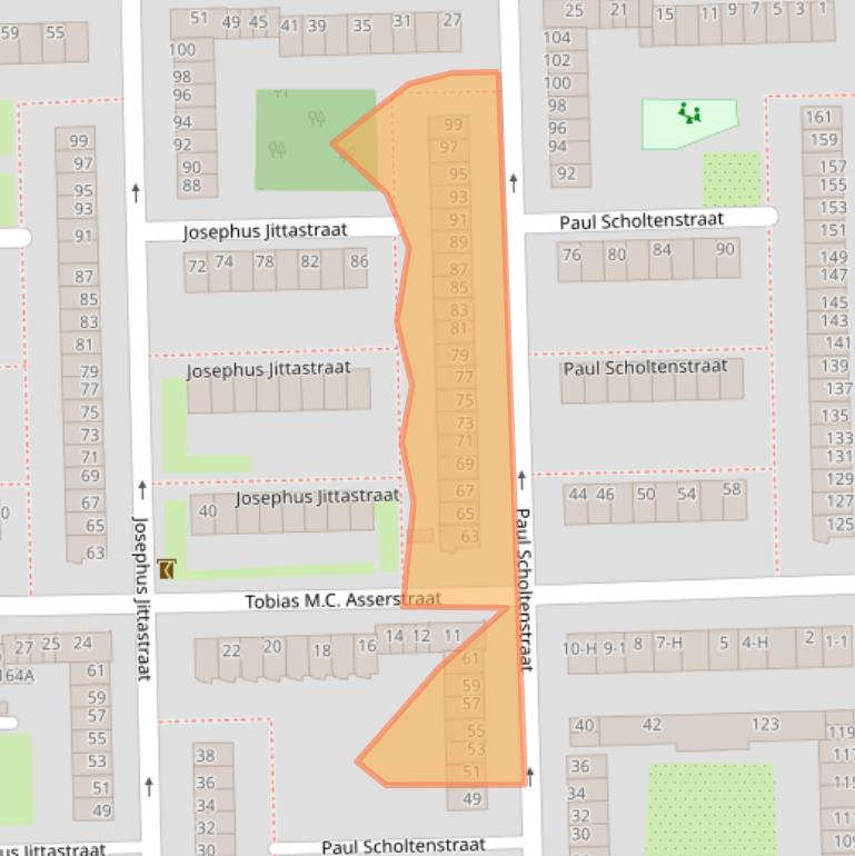 Kaart van postcodegebied 1063NE.