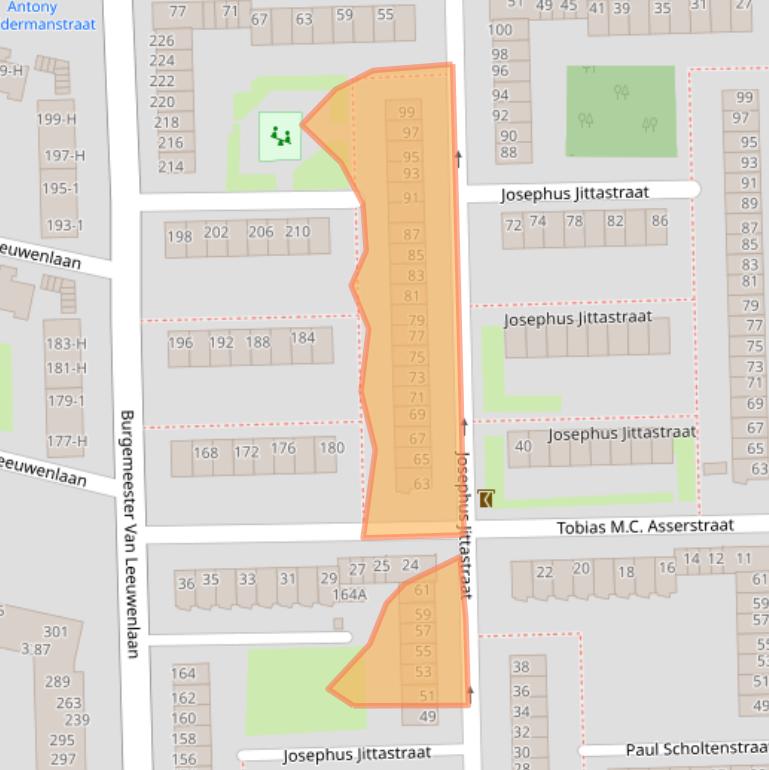 Kaart van postcodegebied 1063NK.