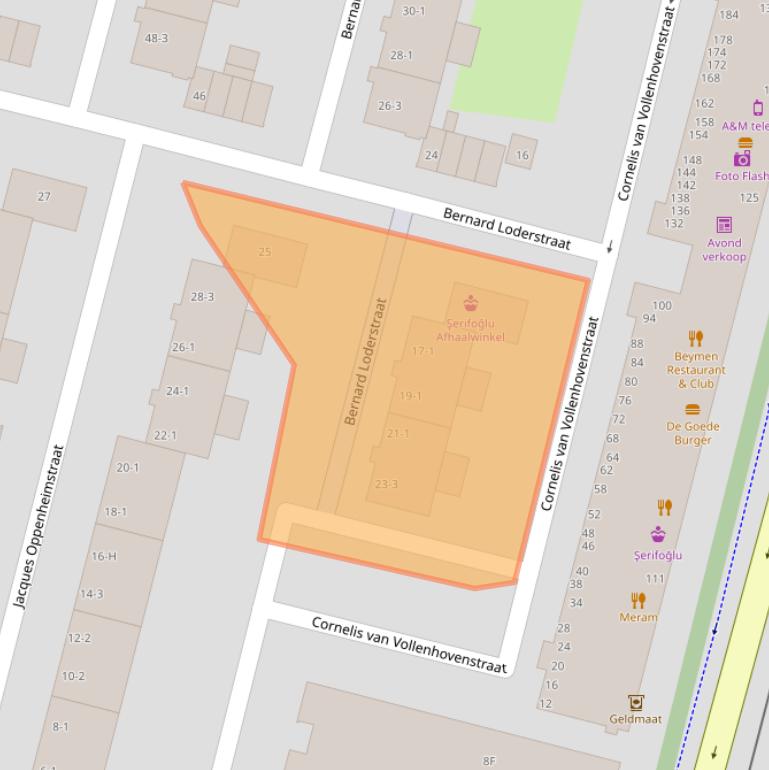 Kaart van postcodegebied 1063NZ.