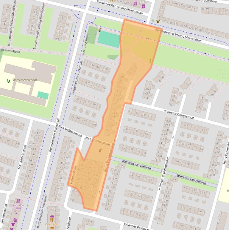 Kaart van postcodegebied 1063TG.