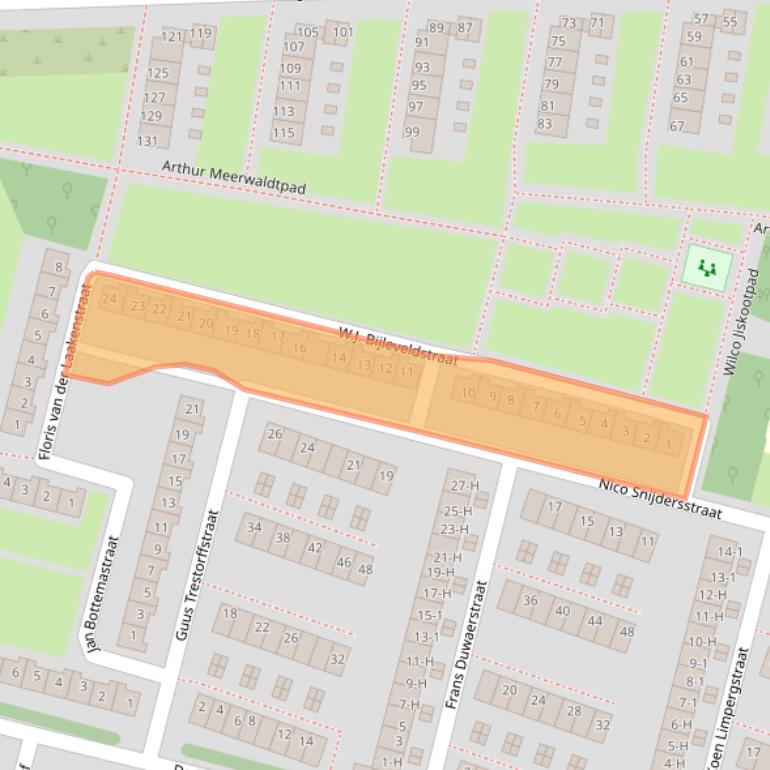 Kaart van postcodegebied 1063VB.
