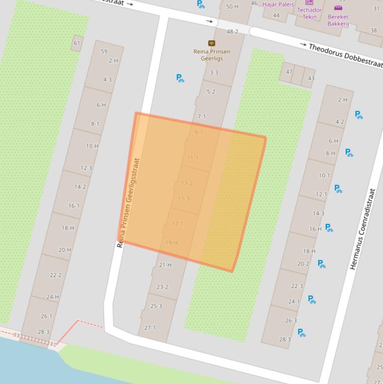 Kaart van postcodegebied 1063XW.