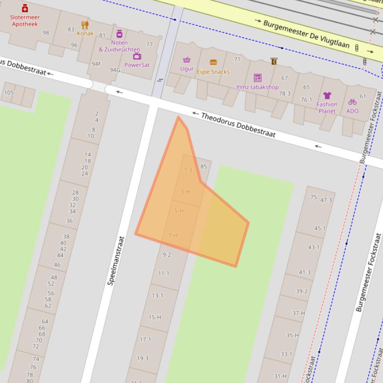 Kaart van postcodegebied 1063ZC.