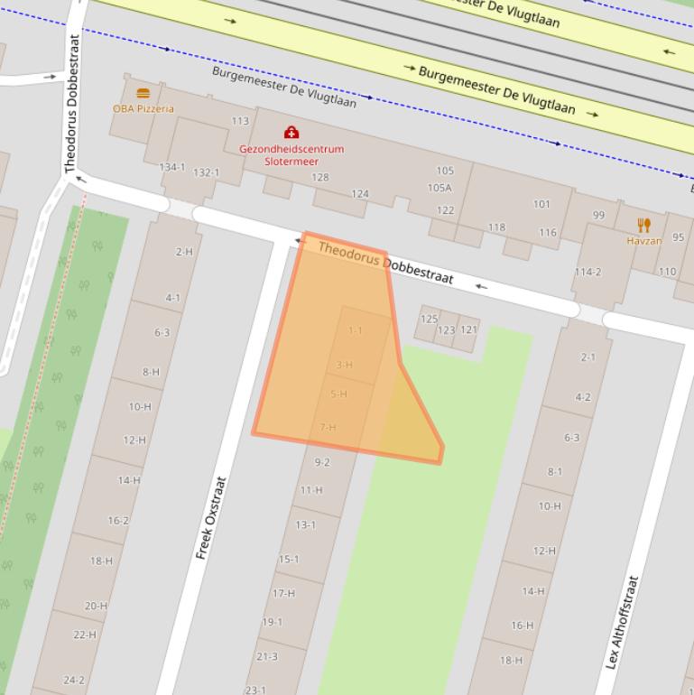 Kaart van postcodegebied 1063ZS.