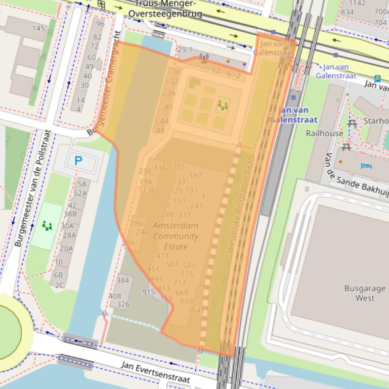 Kaart van postcodegebied 1064AB.