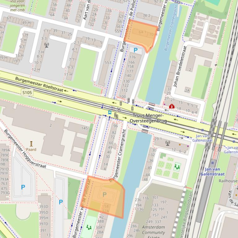 Kaart van postcodegebied 1064AS.