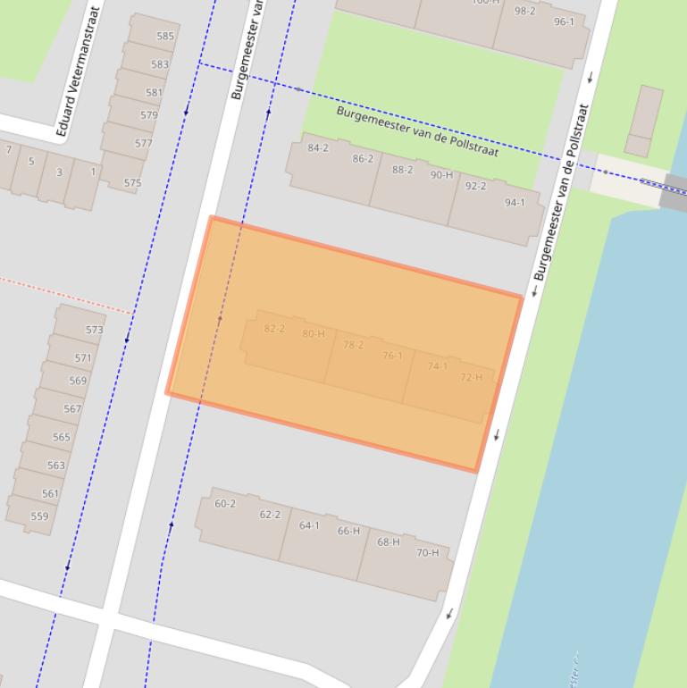 Kaart van postcodegebied 1064AT.