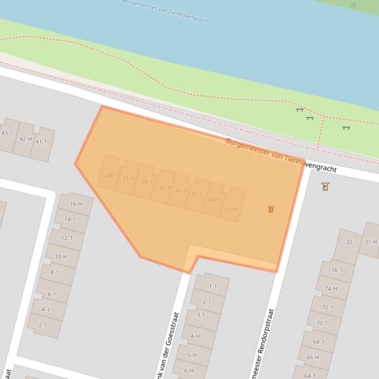 Kaart van postcodegebied 1064BD.