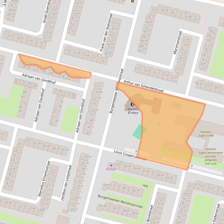 Kaart van postcodegebied 1064BW.