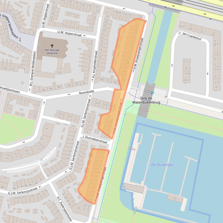 Kaart van postcodegebied 1064DA.