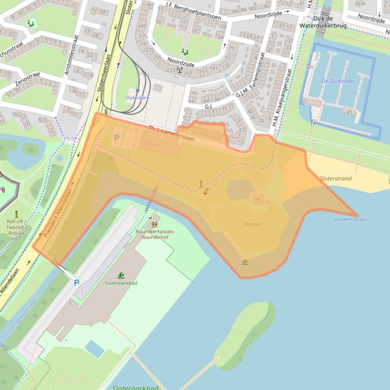 Kaart van postcodegebied 1064DH.