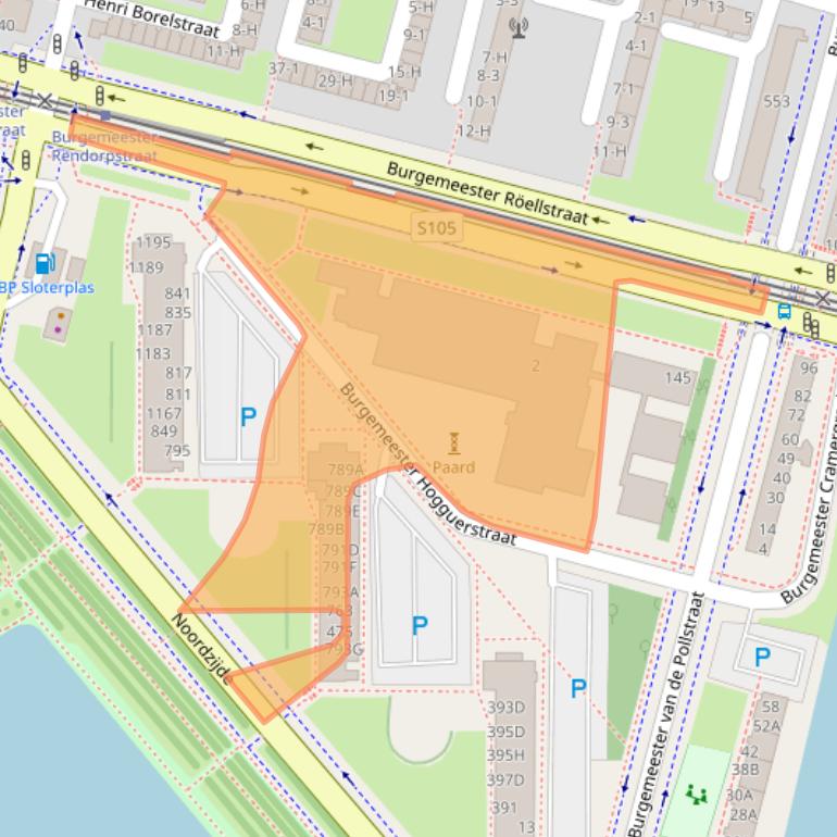 Kaart van postcodegebied 1064EB.