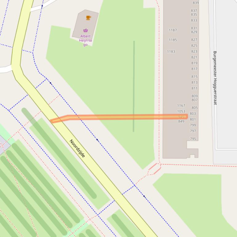 Kaart van postcodegebied 1064EE.