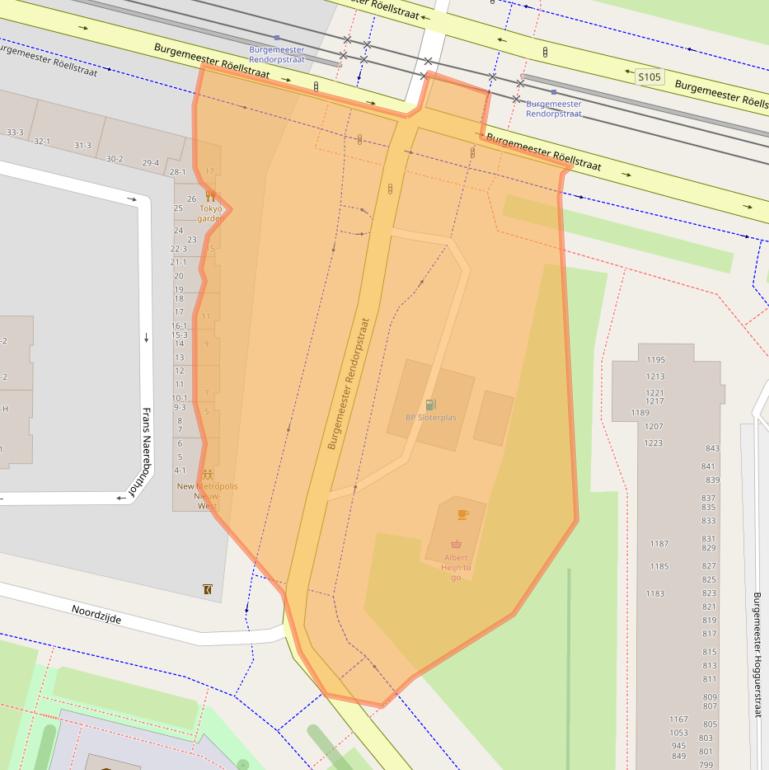 Kaart van postcodegebied 1064EL.