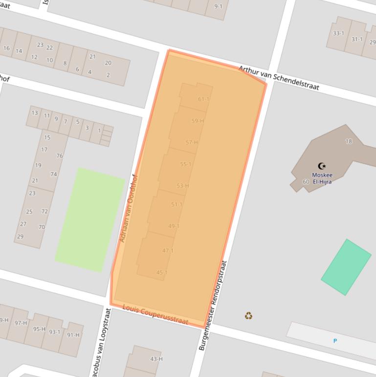 Kaart van postcodegebied 1064EN.