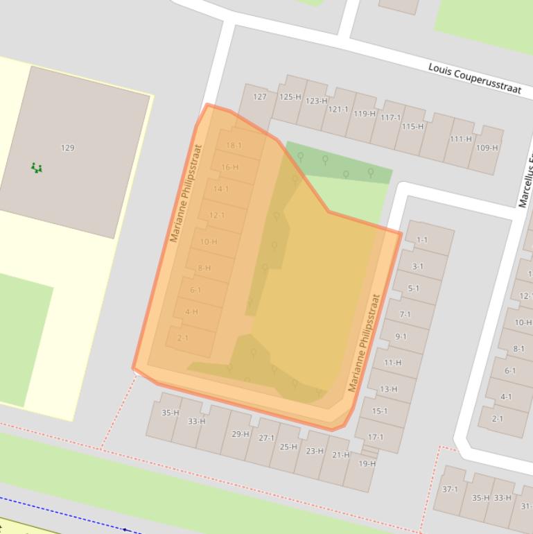 Kaart van postcodegebied 1064GA.