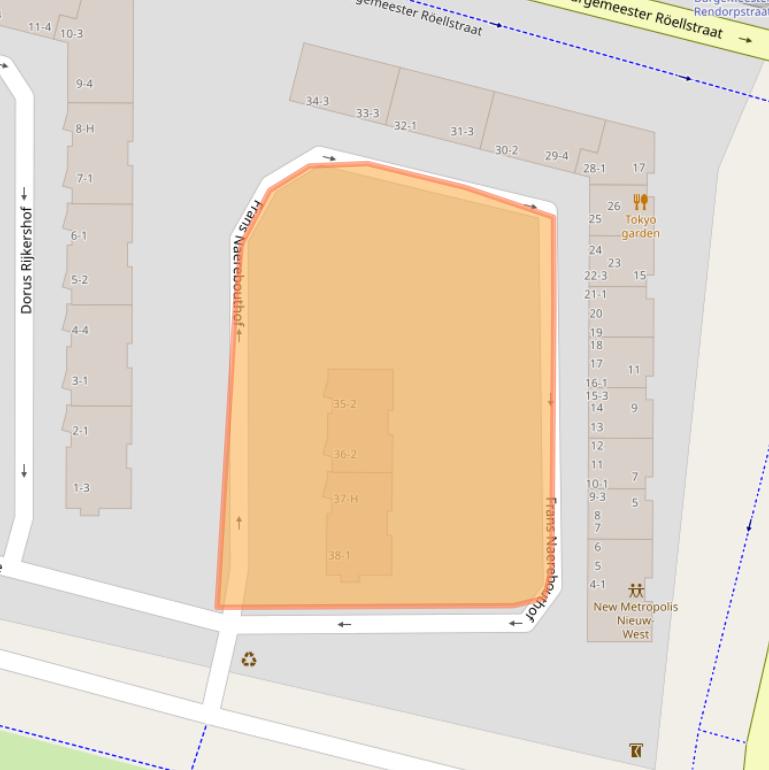 Kaart van postcodegebied 1064GE.