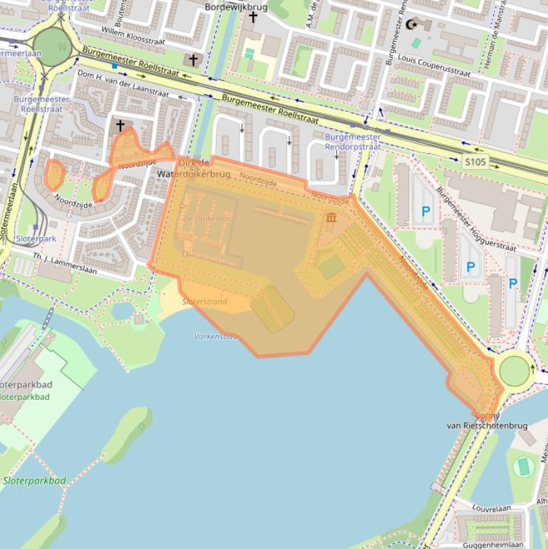 Kaart van postcodegebied 1064GV.