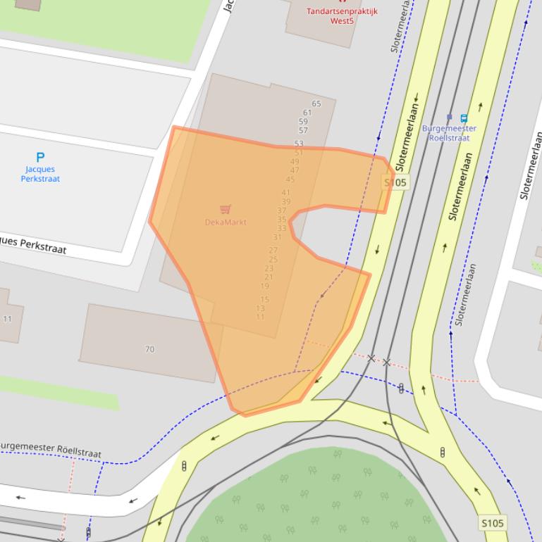 Kaart van postcodegebied 1064GZ.