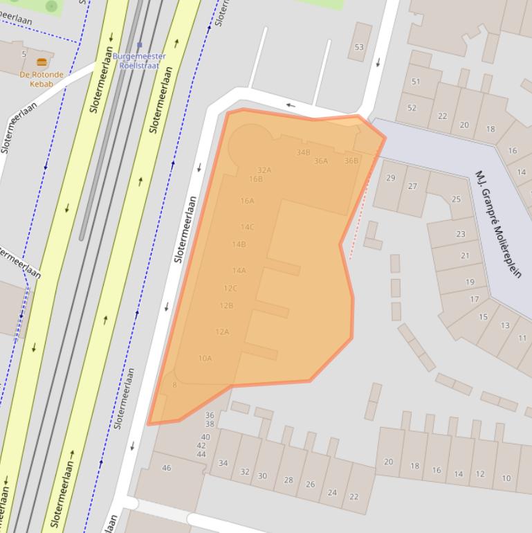 Kaart van postcodegebied 1064HB.