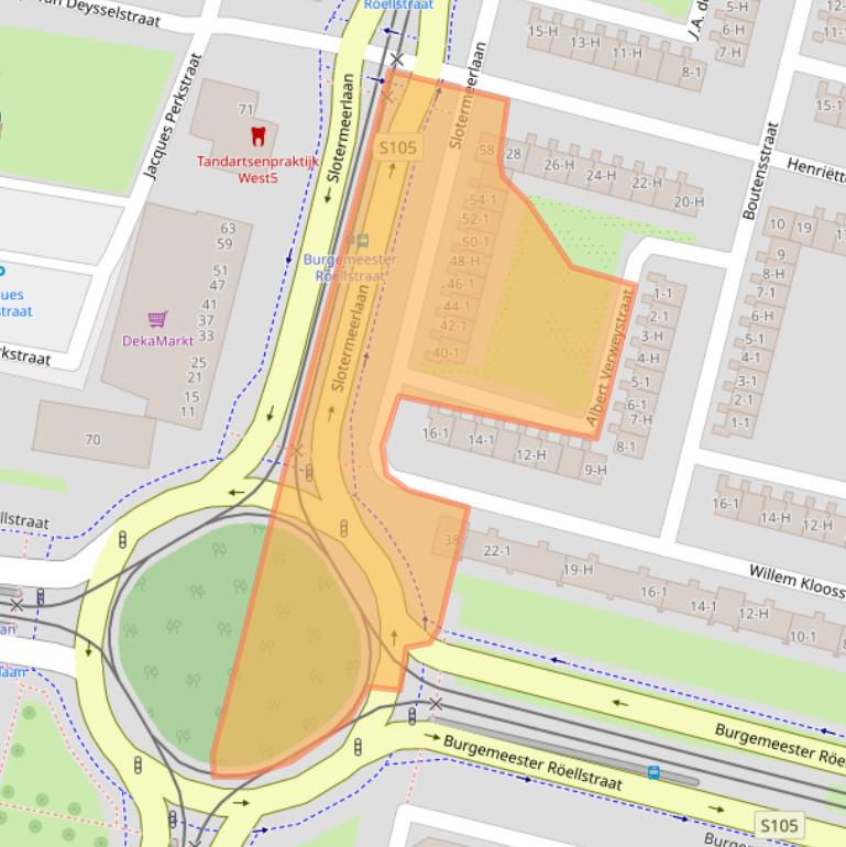 Kaart van postcodegebied 1064HC.
