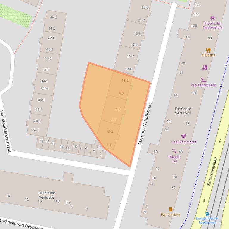 Kaart van postcodegebied 1064HE.