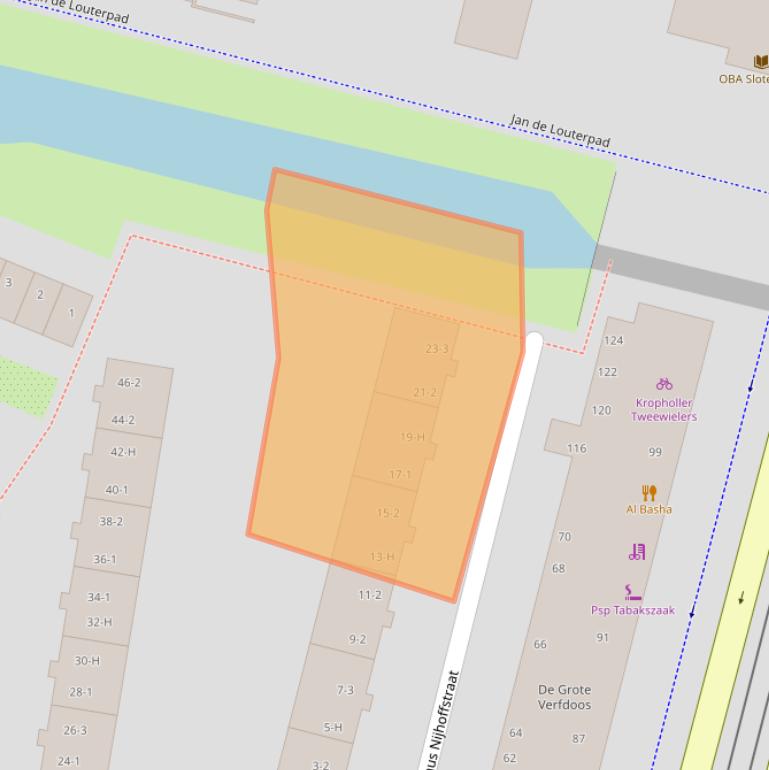 Kaart van postcodegebied 1064HG.