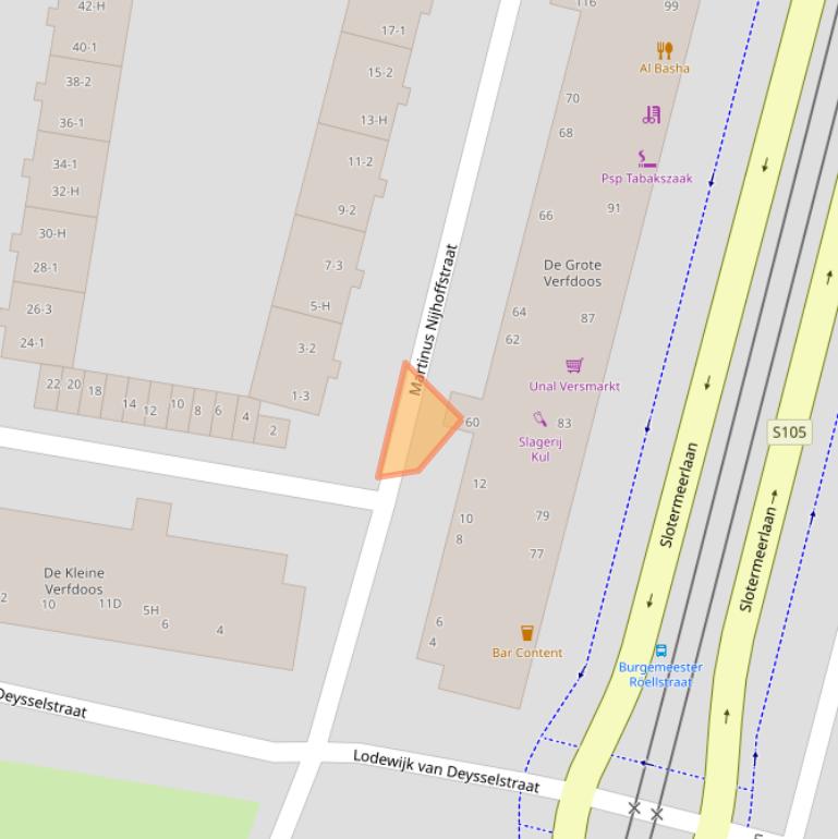 Kaart van postcodegebied 1064HJ.