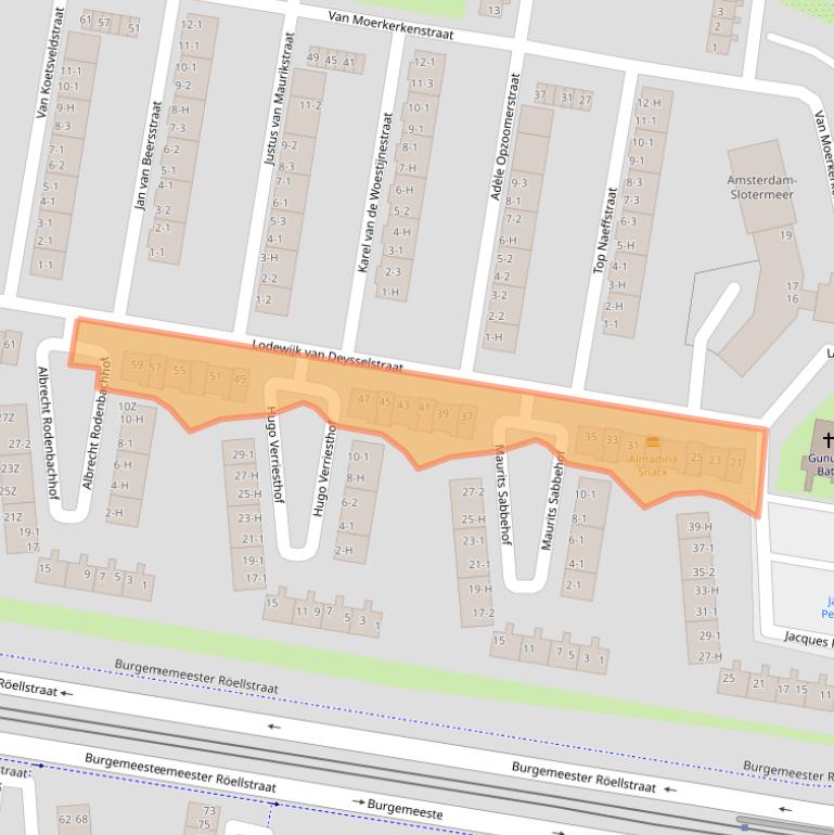 Kaart van postcodegebied 1064HL.