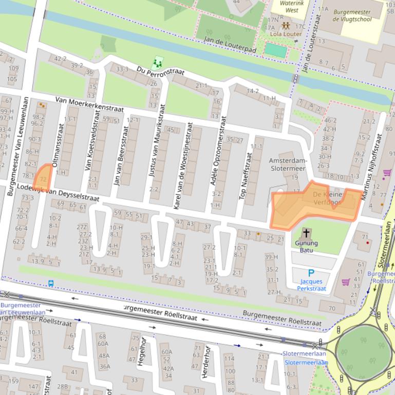 Kaart van postcodegebied 1064HN.