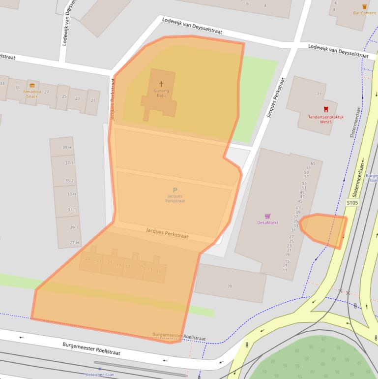 Kaart van postcodegebied 1064HP.