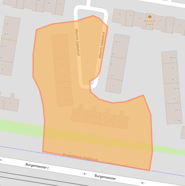 Kaart van postcodegebied 1064HS.