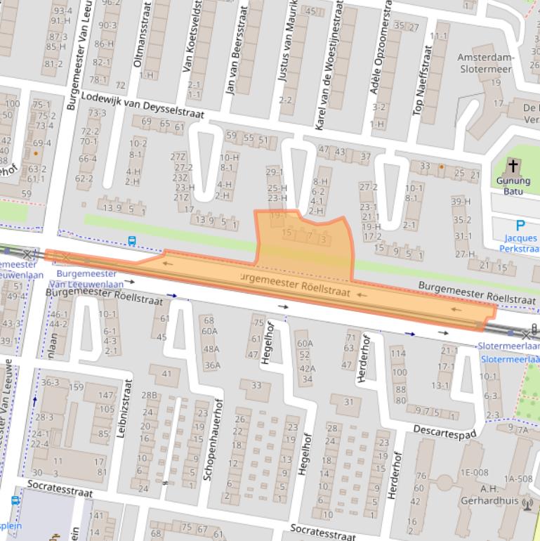 Kaart van postcodegebied 1064HV.