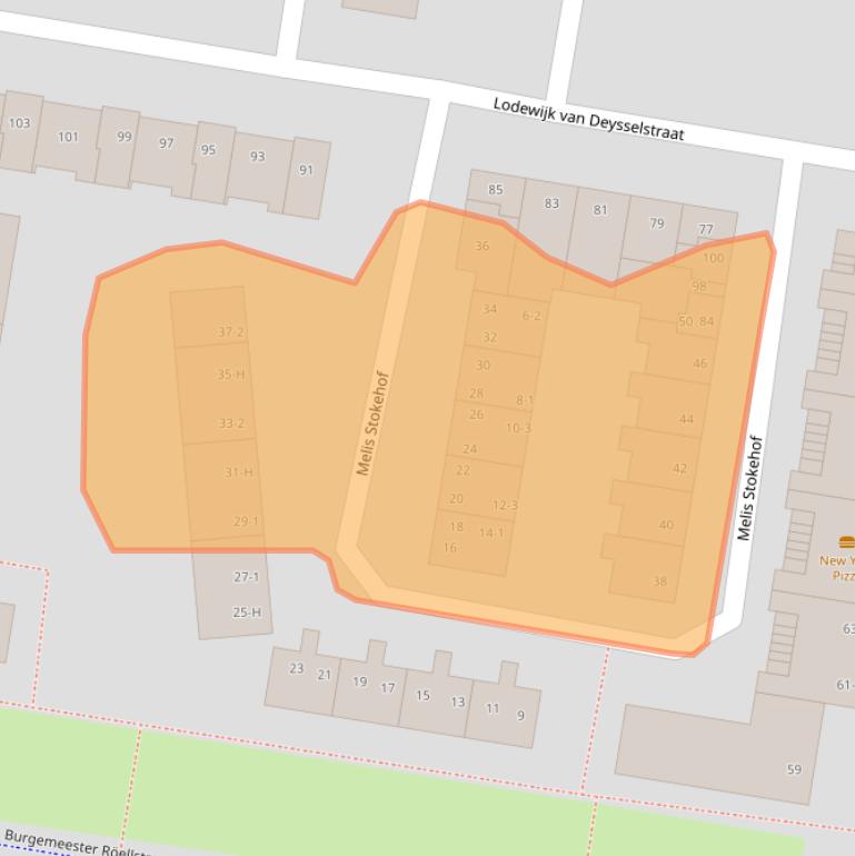 Kaart van postcodegebied 1064JE.