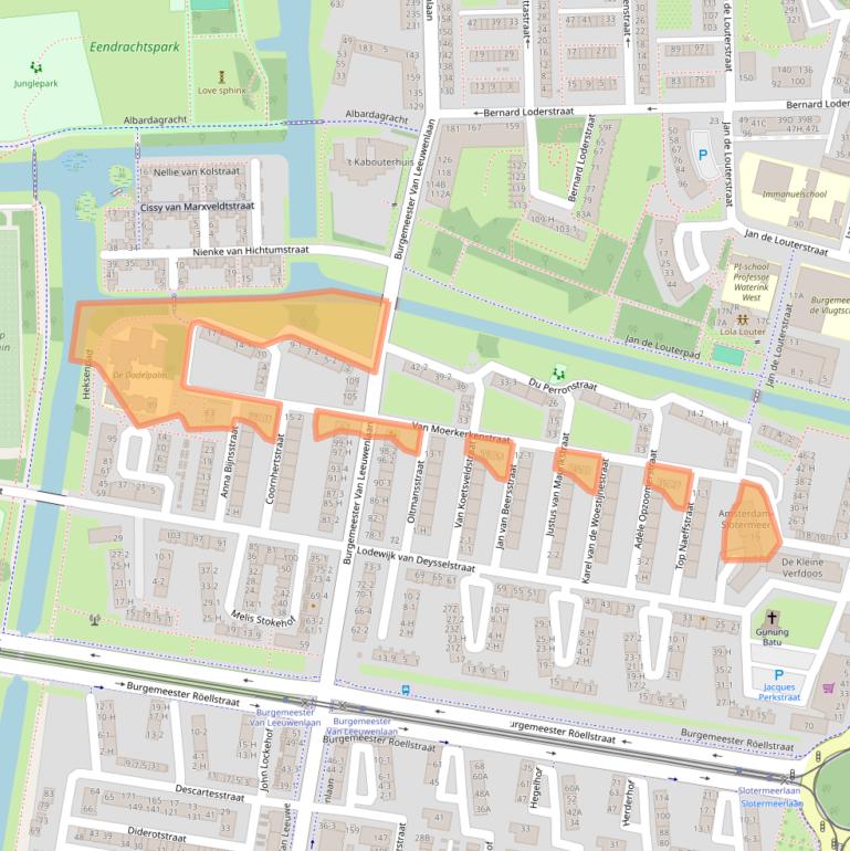 Kaart van postcodegebied 1064KC.