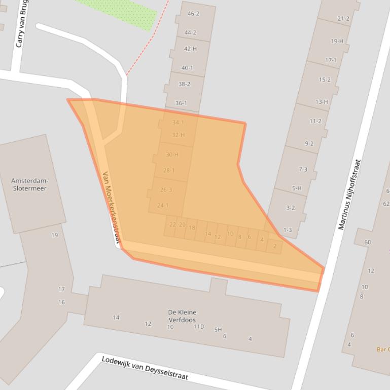 Kaart van postcodegebied 1064KD.