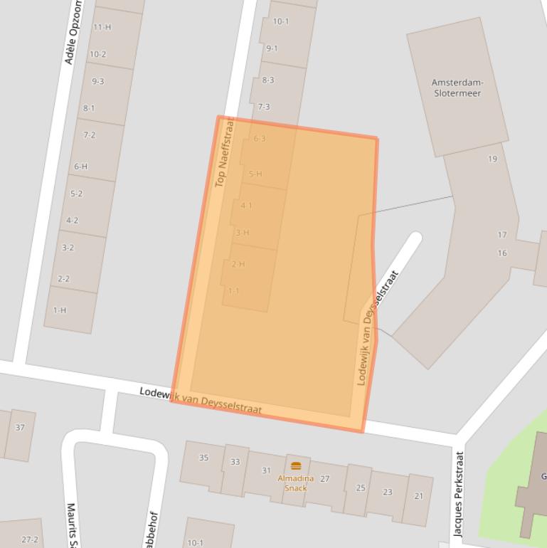Kaart van postcodegebied 1064KG.