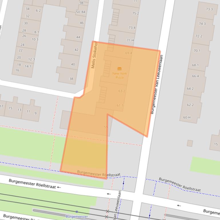 Kaart van postcodegebied 1064KL.