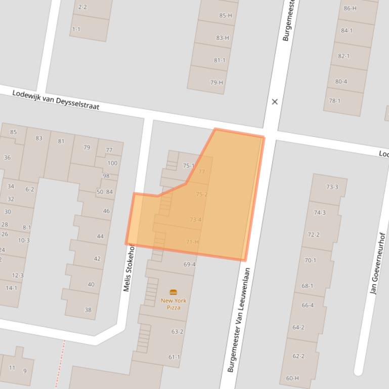 Kaart van postcodegebied 1064KM.